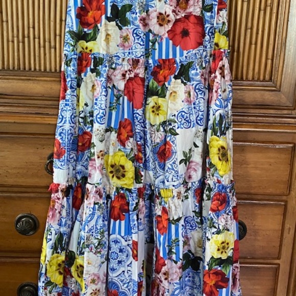 Boston Proper Floral and Blue Patterned Skirt - Picture 2 of 6